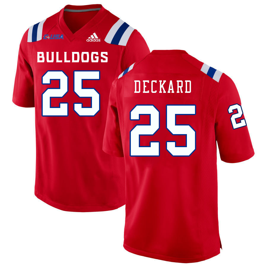 Men-Youth #25 Colton Deckard Louisiana Tech Bulldogs 2023 College Football Jerseys Stitched Sale-Red